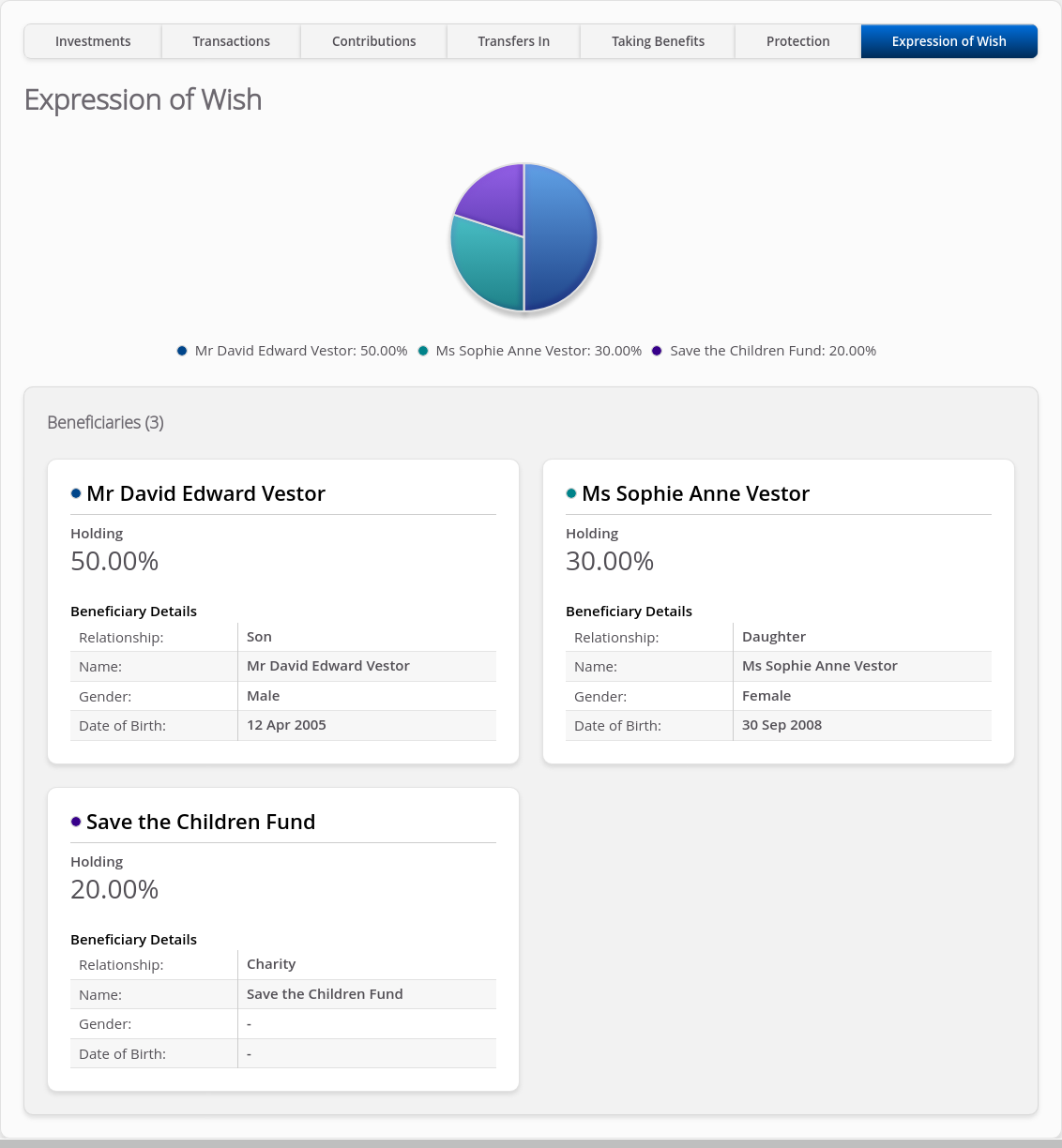 Role-Adviser > 05 Account Summary > Lower tabs